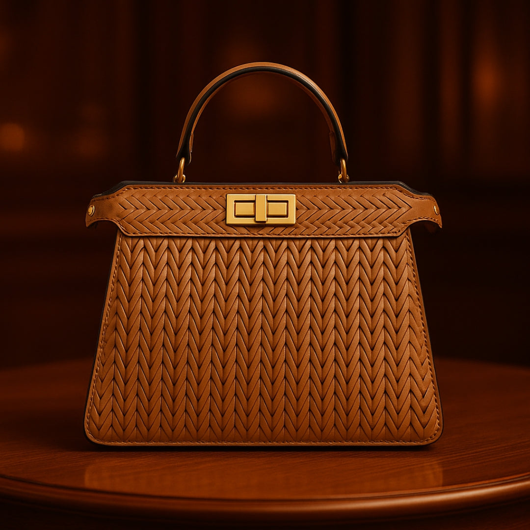 Leather Rail Golden Lock Bag