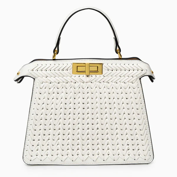 Leather Rail Golden Lock Bag