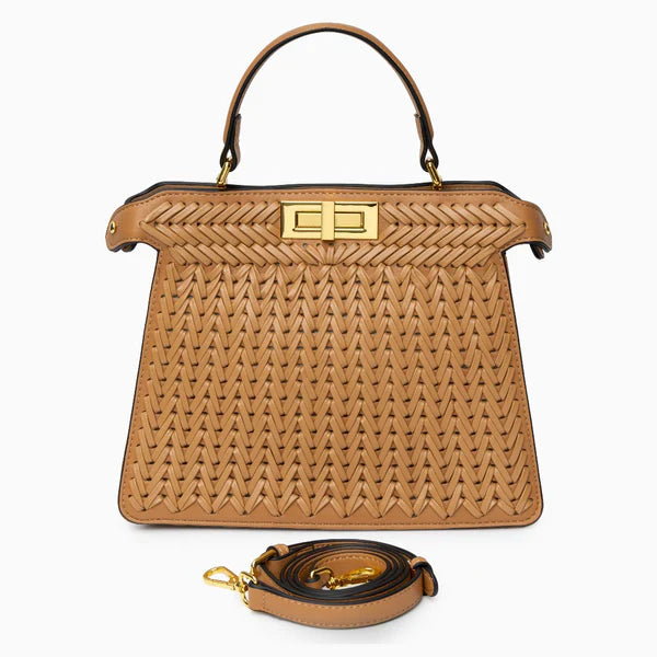 Leather Rail Golden Lock Bag