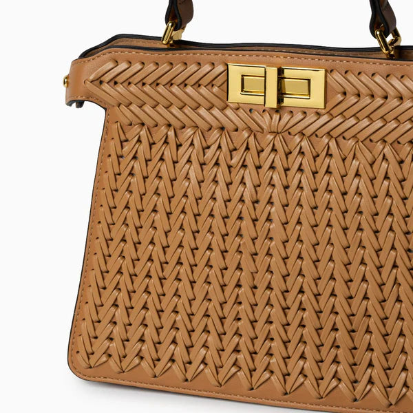 Leather Rail Golden Lock Bag