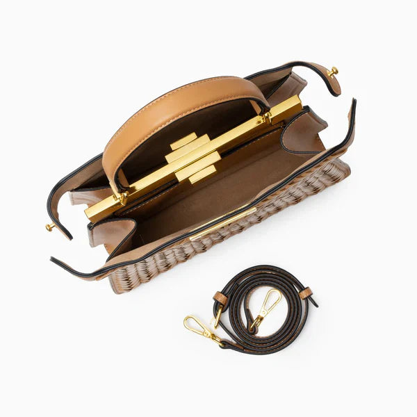 Leather Rail Golden Lock Bag