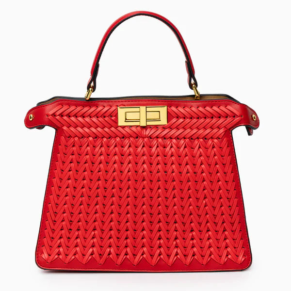 Leather Rail Golden Lock Bag