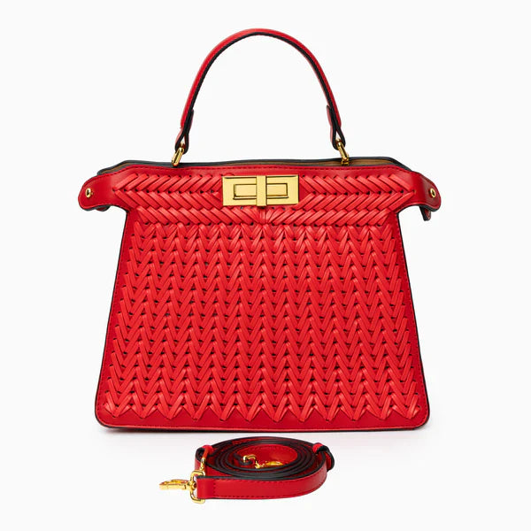 Leather Rail Golden Lock Bag