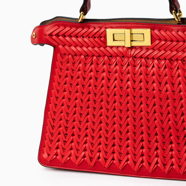Leather Rail Golden Lock Bag