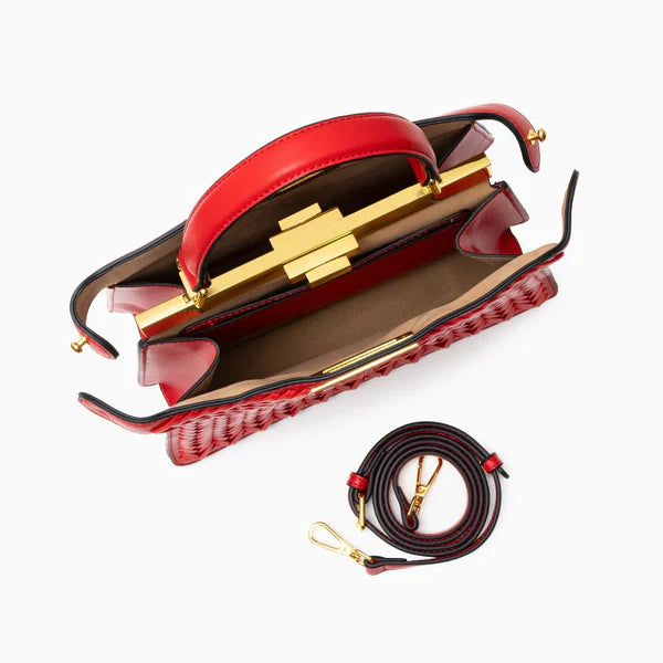 Leather Rail Golden Lock Bag