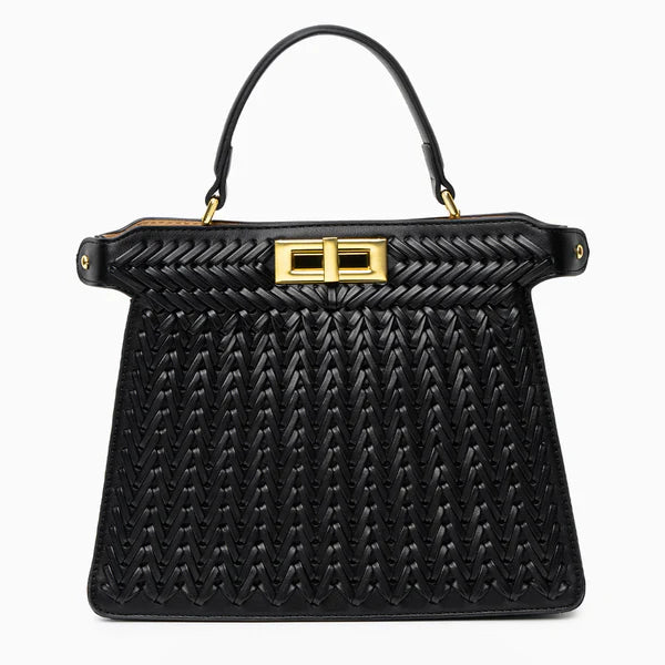 Leather Rail Golden Lock Bag