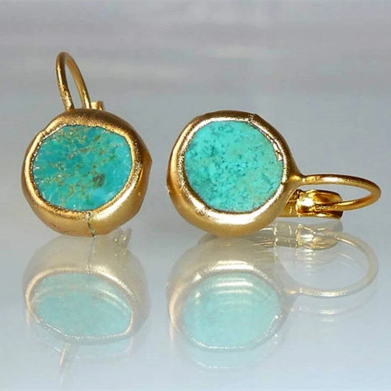 Turquoise Colour Gold Earrings
