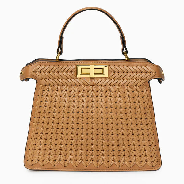 Leather Rail Golden Lock Bag