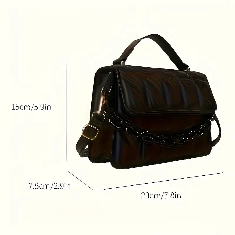 Black Texturized Casual Handbag